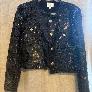 Chic Black Sequin Blazer by